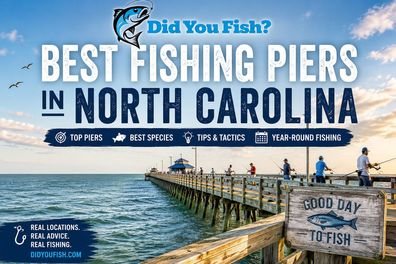 Anglers fishing from one of the best fishing piers in North Carolina