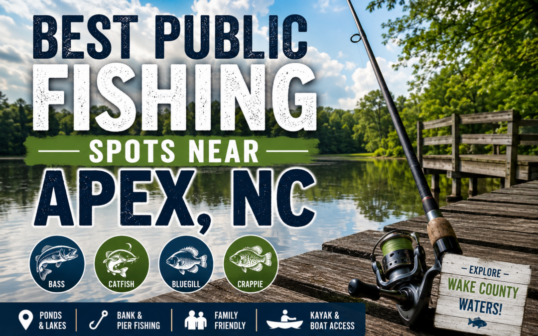 Public fishing spots near Apex NC for bass, catfish, bluegill, crappie, and freshwater fishing
